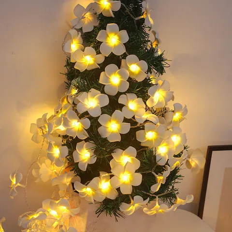 Guirlande Luces LED Frangipani Blanco Cálido Funciona con Pilas USB Guirlande Hadas Para Decoración De Habitaciones Fiesta Boda