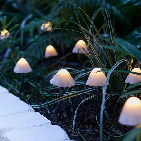 Guirnalda de Luces Solar LED de Champiñón para Exteriores Jardín Iluminación de Paisaje Impermeable Luces Decorativas para Patio Fiesta