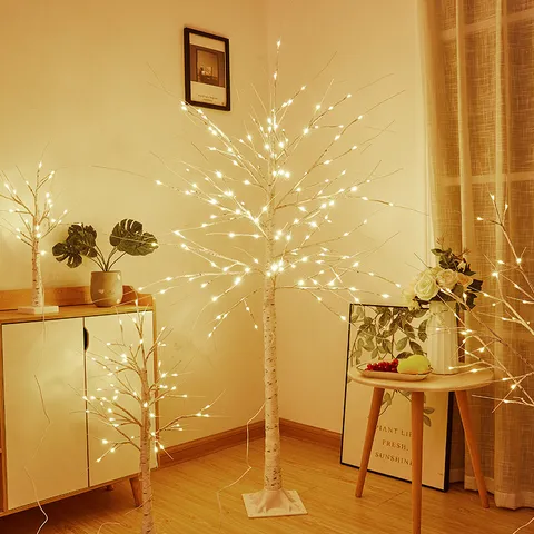 LED Abedul Árbol Luz Decorativa Blanco Cálido Lámpara De Árbol Artificial Para Fiesta De Navidad Dormitorio Decoración Del Hogar