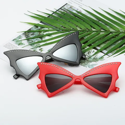 Halloween Bat Butterfly Sunglasses Rhinestone Gothic Party Glasses Rimless Wing Eyewear Costume Masquerade Unisex Sun Glasses Decor