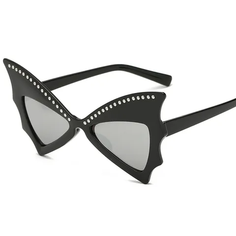 Halloween Bat Butterfly Sunglasses Rhinestone Gothic Party Glasses Rimless Wing Eyewear Costume Masquerade Unisex Sun Glasses Decor
