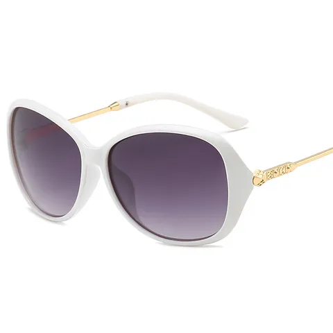 Occhiali da Sole Donna Fashion Retro Montatura Ovale Protezione UV400 Lenti Sfumate Aste in Metallo per Viaggi All'aperto