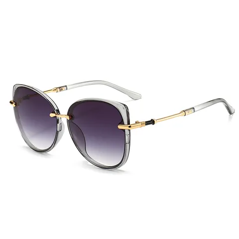 Occhiali da Sole Cat Eye Rétro da Donna Moda Oversize Montura Semi-Metallo UV400 Lenti Sfumate Occhiali per Fotografia da Strada Festa all'Aperto