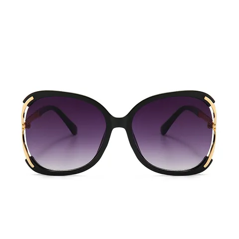 Damen Übergroße Sonnenbrille mit Farbverlauf Europäischer Stil Hohlmetallkettenrahmen UV400 Mode Sonnenbrille Für Strandreisen