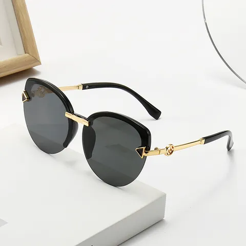 Vintage Unisex PC Metall Gespleißt UV400 Schutz Cat-Eye Sonnenbrille Oversize Halbrahmen Mode Street Style Pfeil Bügel Sonnenbrille