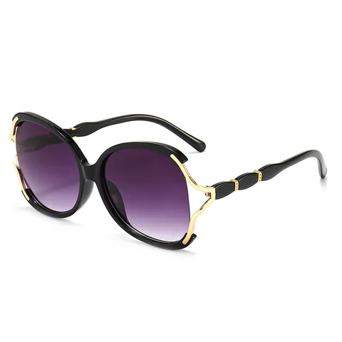 Occhiali da Sole Oversize da Donna Alla Moda Elegante Asta in Metallo Floreale Lenti Sfumate Protezione UV400 Outdoor Viaggio