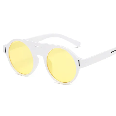 Lunettes de Soleil Rondes Élégantes Minimalistes pour Femmes Hommes Protection UV400 PC Vintage Double Pont Lunettes Outdoor Mode Voyage