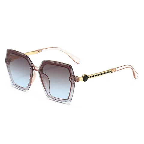 Trendige Übergroße Quadratische Sonnenbrille Damen Metallbügel Verlaufsgläser Outdoor Reise UV400 Sonnenschutz Brille