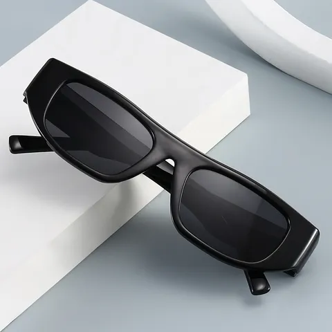 Retro Rechteckige Sonnenbrille Damen Herren Kleiner Rahmen Breiter Bügel UV400 Schutz PC Rahmen AC Linse Mode Outdoor Brillen