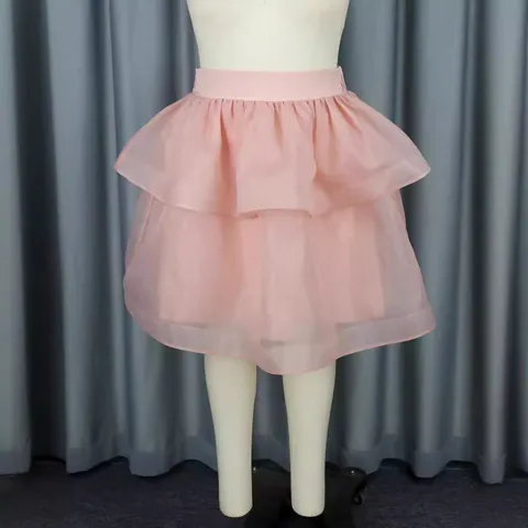 Damen Eleganter Rosa Stufenrock Aus Netzstoff Hohe Taille Rüschen Patchwork Tüll Kurzer Rock Für Party Bankett Alltag
