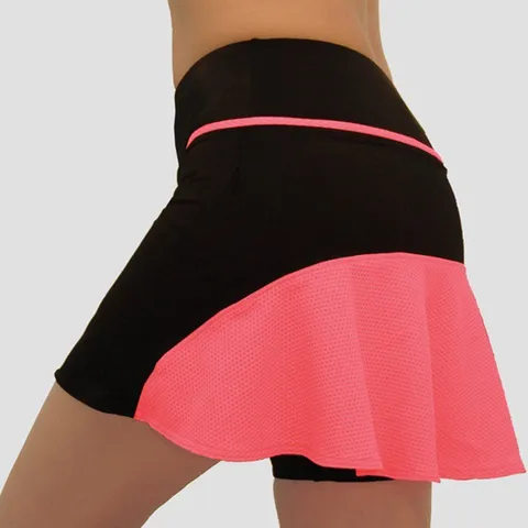 Damen Rüschen Tennis Skort Hohe Taille Sportrock Mit Innenhose Zum Laufen Workout Golf Polyester Sport Minirock