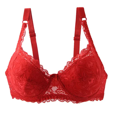 Women Sexy Lace Push Up Bra D Cup Large Size Adjustable Underwear Floral Lace Padded Bra Top For Women