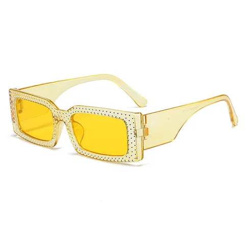 Mode Quadratische Strass Sonnenbrille Für Damen Herren Modische Vollrand PC Rahmen Sonnenschutz Streetstyle Reisebrille