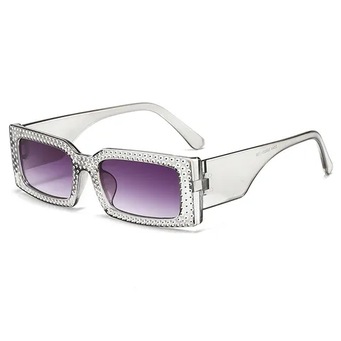 Mode Quadratische Strass Sonnenbrille Für Damen Herren Modische Vollrand PC Rahmen Sonnenschutz Streetstyle Reisebrille