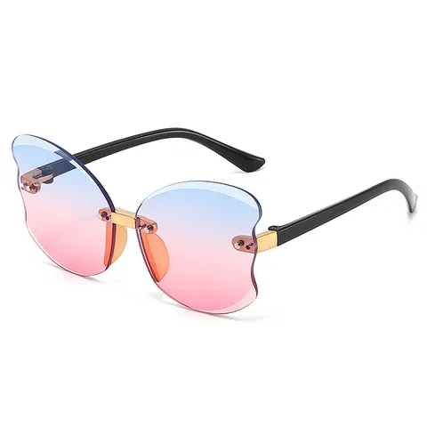 Kids Butterfly Rimless Sunglasses Trendy Gradient Lens UV400 Protection Fashion Baby Girls Boys Butterfly Shape Sunglasses