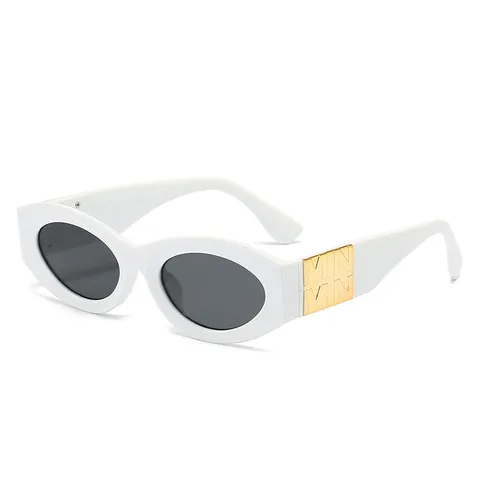 Vintage Kleine Katzenaugen Sonnenbrille Für Damen Herren Trendige Ovale Rahmen UV400 Schutz Sonnenbrille Luxus Metall Dekor Outdoor Brillen