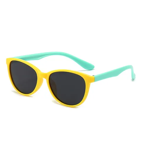 Kinder Katzenaugen Polarisierte Sonnenbrille Flexibler Silikonrahmen UV400 Schutz Schöne Kontrastfarbe Baby Sonnenbrille