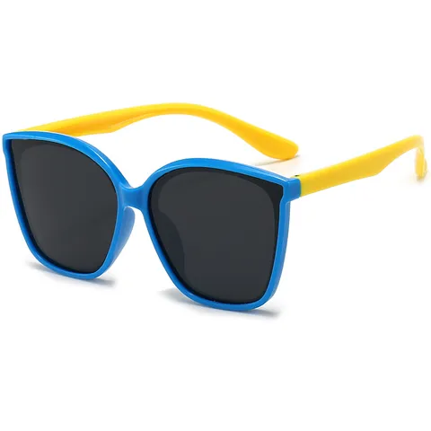 Occhiali da Sole Quadrati alla Moda per Bambini in PC TR90 Montatura Completa Colori a Contrasto Occhiali Polarizzati Carini da Sole