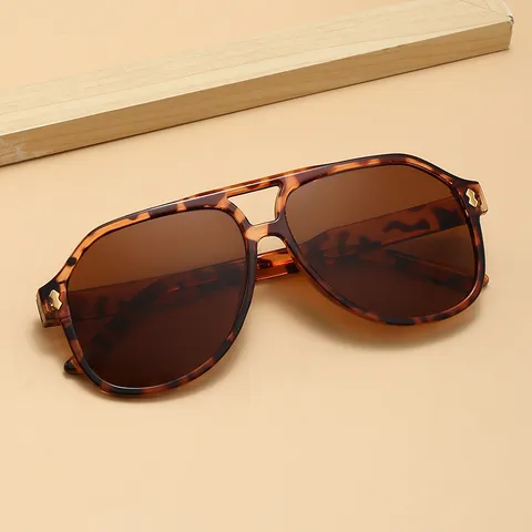 Fashion Oversized Pilot Sunglasses For Men Women Double Bridge UV400 Protection Vintage Aviator Glasses With Metal Cross Decor