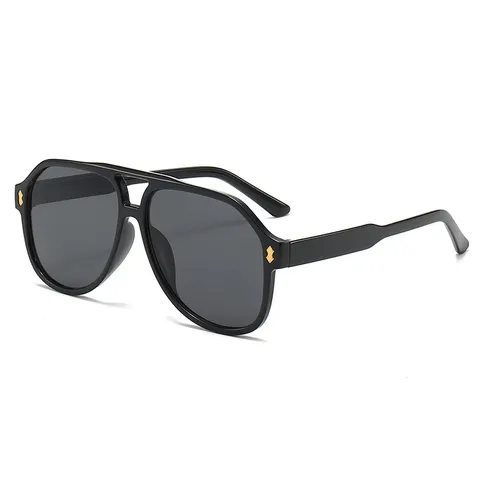 Fashion Oversized Pilot Sunglasses For Men Women Double Bridge UV400 Protection Vintage Aviator Glasses With Metal Cross Decor
