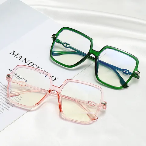 Gafas Planas Cuadradas Oversized de Moda Anti Luz Azul Montatura de PC Gafas Cómodas Lentes Claras para Hombres Mujeres Diario