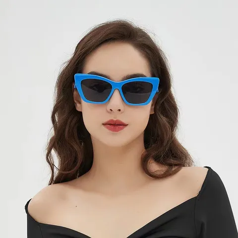 Cat-Eye-Sonnenbrille Geometrische Bügel Y2K Mode UV400 PC-Rahmen AC-Linse Retro Eckige Sonnenbrille Trendige Brillen