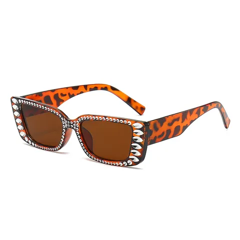 Modische Kleine Eckige Strass Sonnenbrille UV400 Schutz Ozeangläser Retro Katzenaugen Brille Party Brille Für Damen Herren