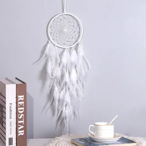 Handgemachte Feder Traumfänger Wandbehang Dekoration mit LED Lichtern Mädchenzimmer Ornament Geburtstagsgeschenk für Mädchen Beste Freundin
