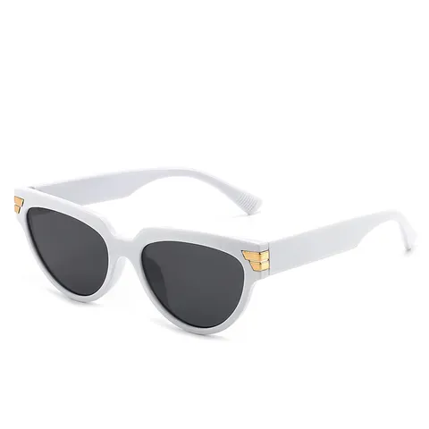 Trendige Katzenaugen Sonnenbrille Für Damen UV400 Schutz Harzrahmen Luxus Metall Dreieck Scharnier Geometrische Brille Outdoor Mode