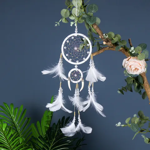 White Feather Dream Catcher Wall Hanging Decor Nordic Resin Handmade Dreamcatcher For Bedroom Home Decor