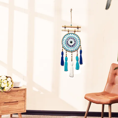 Handmade Cotton Thread Tassel Dream Catcher Wall Hanging Vintage Evil Eye Feather Dreamcatcher For Home Bedroom Decor