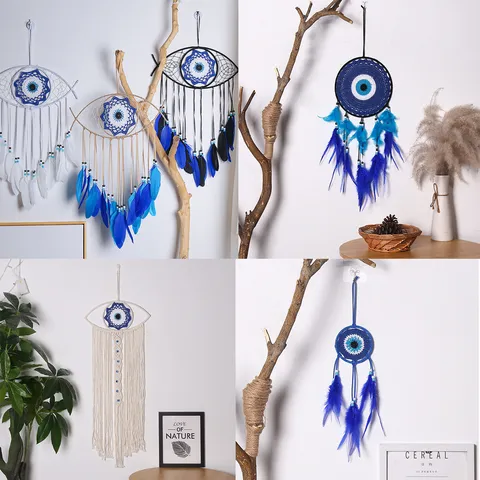 Acchiappasogni Malocchio Appendere a Parete Fatto a Mano Piuma Acchiappasogni Boho Casa Camera da Letto Decorazione