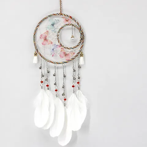Creative Butterfly Sun Moon Dream Catcher Wall Hanging Decor Feather Tassels Girl Room Ornament Birthday Gift