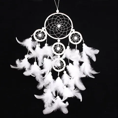 Acchiappasogni Tessuto a Mano Bohemien Appeso a Parete Piuma Campanello di Vento Casa Camera da Letto Decorazione Ornamento