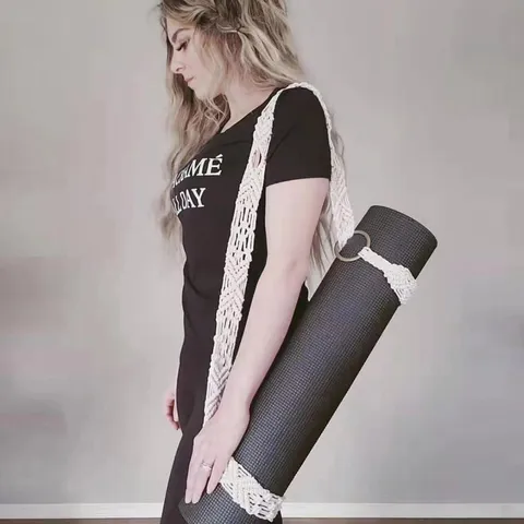 Handmade Woven Yoga Strap Cotton Rope Yoga Mat Carrier Sling Storage Bag Fitness Workout Accessories