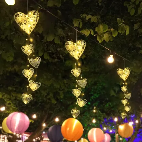San Valentino Amore Acchiappasogni Creativo Rattan Decorazione da Parete Sospesa LED Catena Luminosa Rattan Decorazione Murale