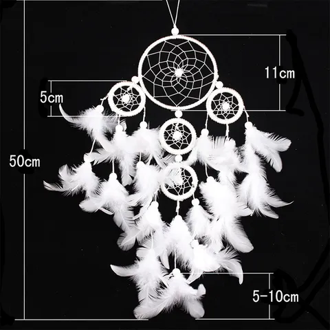 Acchiappasogni da Parete in Piume Fatto a Mano Decorazione Bohémien Bianco Acchiappasogni per Camera da Letto Matrimonio Casa