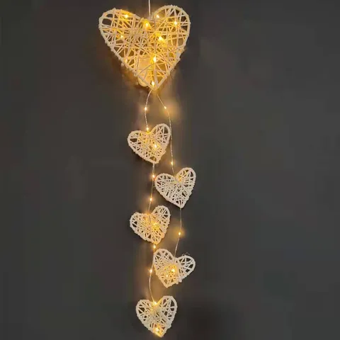 San Valentino Amore Acchiappasogni Creativo Rattan Decorazione da Parete Sospesa LED Catena Luminosa Rattan Decorazione Murale