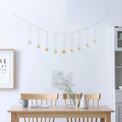 Appeso a Parete con Fase Lunare Bohemienne Ghirlanda di Ferro Decorazione Murale Arte Celeste Ornamento Sospeso Estetico Per Soggiorno Camera