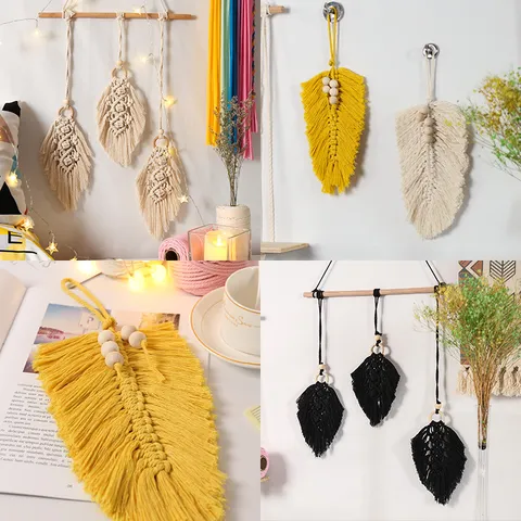 Appeso a Parete in Filo di Cotone Tessuto a Mano Arazzo DIY Stile Nordico Decorazione da Parete Ornamento da Comodino per Stanza delle Ragazze