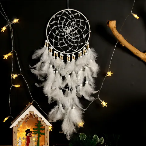Boho Feder Traumfaenger Wandbehang Handgemachte Traumfaenger Zuhause Schlafzimmer Wohnzimmer Dekoration Handwerk Ornament