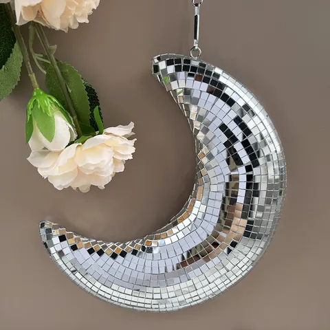 Disco Ball Mond Hängende Dekoration Retro Spiegel Reflexion Sichelmond Ornament Für Party Zuhause Zimmer Wand Dekor