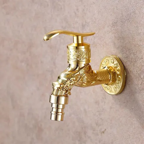 Vintage Carved Zinc Alloy Outdoor Garden Faucet Wall Mounted Laundry Mop Faucet With Ceramic Valve Core