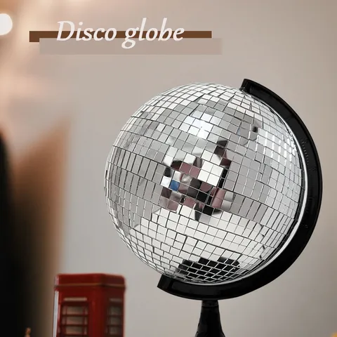 Kreativer Diskokugel Globus Reflektierender Spiegel Glas Globus Desktop Ornament Büro Heim Dekor Retro Party Dekoration