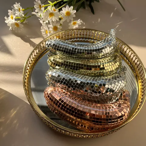 Mirror Mosaic Disco Banana Ornament Retro Reflective Fruit Figurine Home Party Desktop Table Decoration