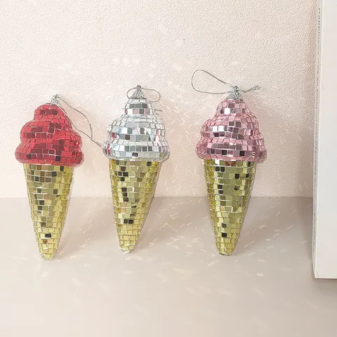 Disco Eiscreme Hängeornament Spiegelmosaik Süße Dessert Figur Sommer Party Dekoration Glas Material Heim Zimmer Deko