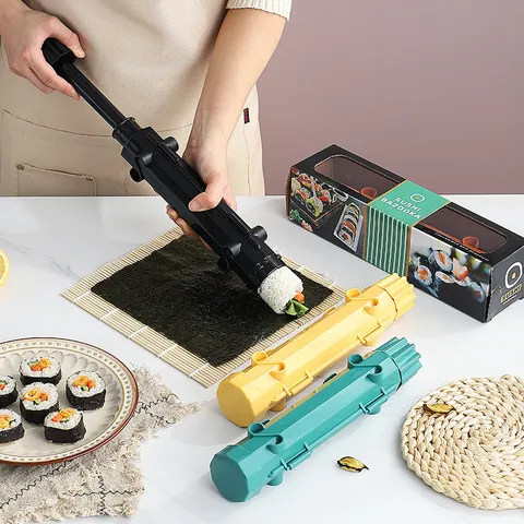 Haushalt Sushi Herstellung Werkzeug Set Sushi Bazooka Küche DIY Reiskugel Form PP Kunststoff Roller Maker Mit Bambusmatte