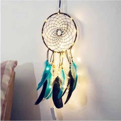 Bohemian Handcrafted Feather Dream Catcher Wall Hanging Decor with Beads Home Bedroom Living Room Decoration