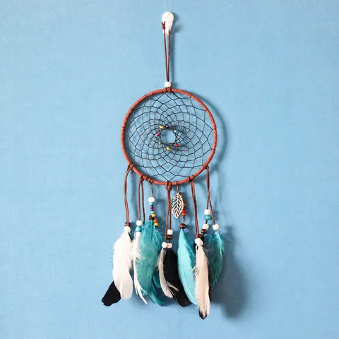 Bohemian Handcrafted Feather Dream Catcher Wall Hanging Decor with Beads Home Bedroom Living Room Decoration