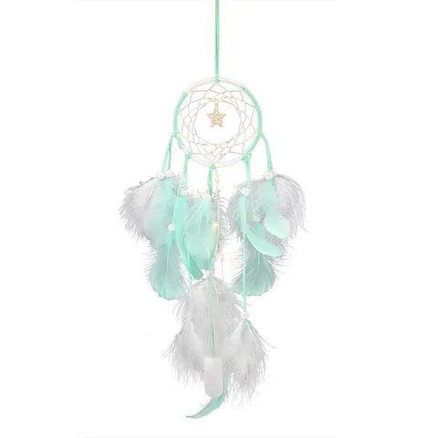 Creative LED Fairy Lights Dream Catcher Wall Hanging Feather Wind Chime Home Room Decoration Boho Dreamcatcher Pendant